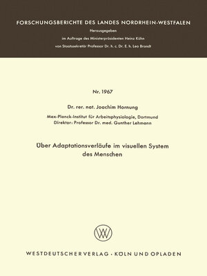 cover image of Über Adaptationsverläufe im visuellen System des Menschen